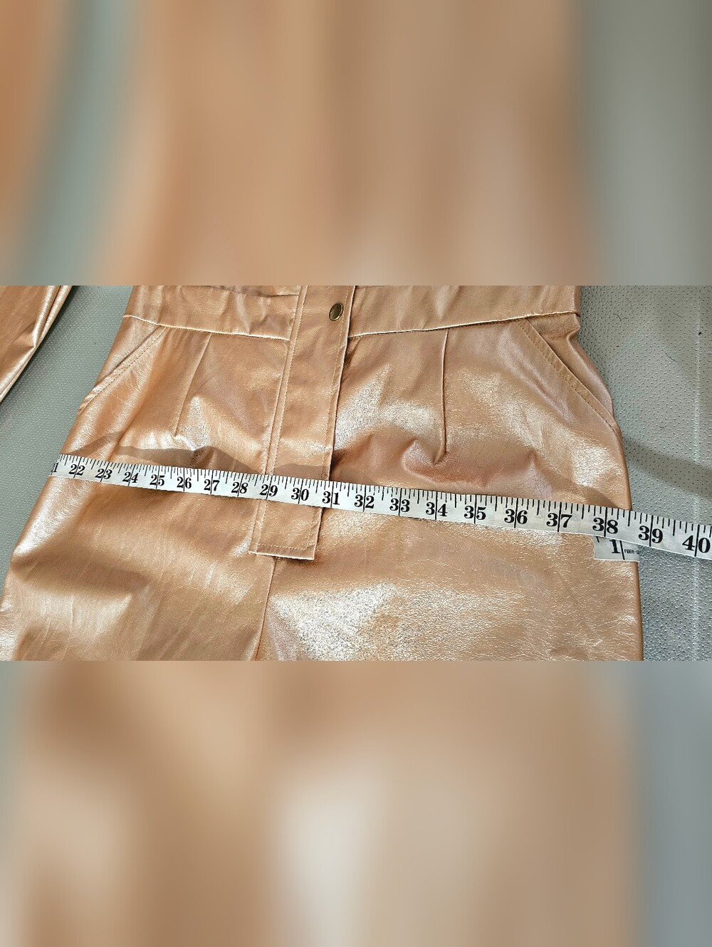 Chic Rosegold High Neck Long Sleeves Latex Jumpsuit. - Picture 14 of 15